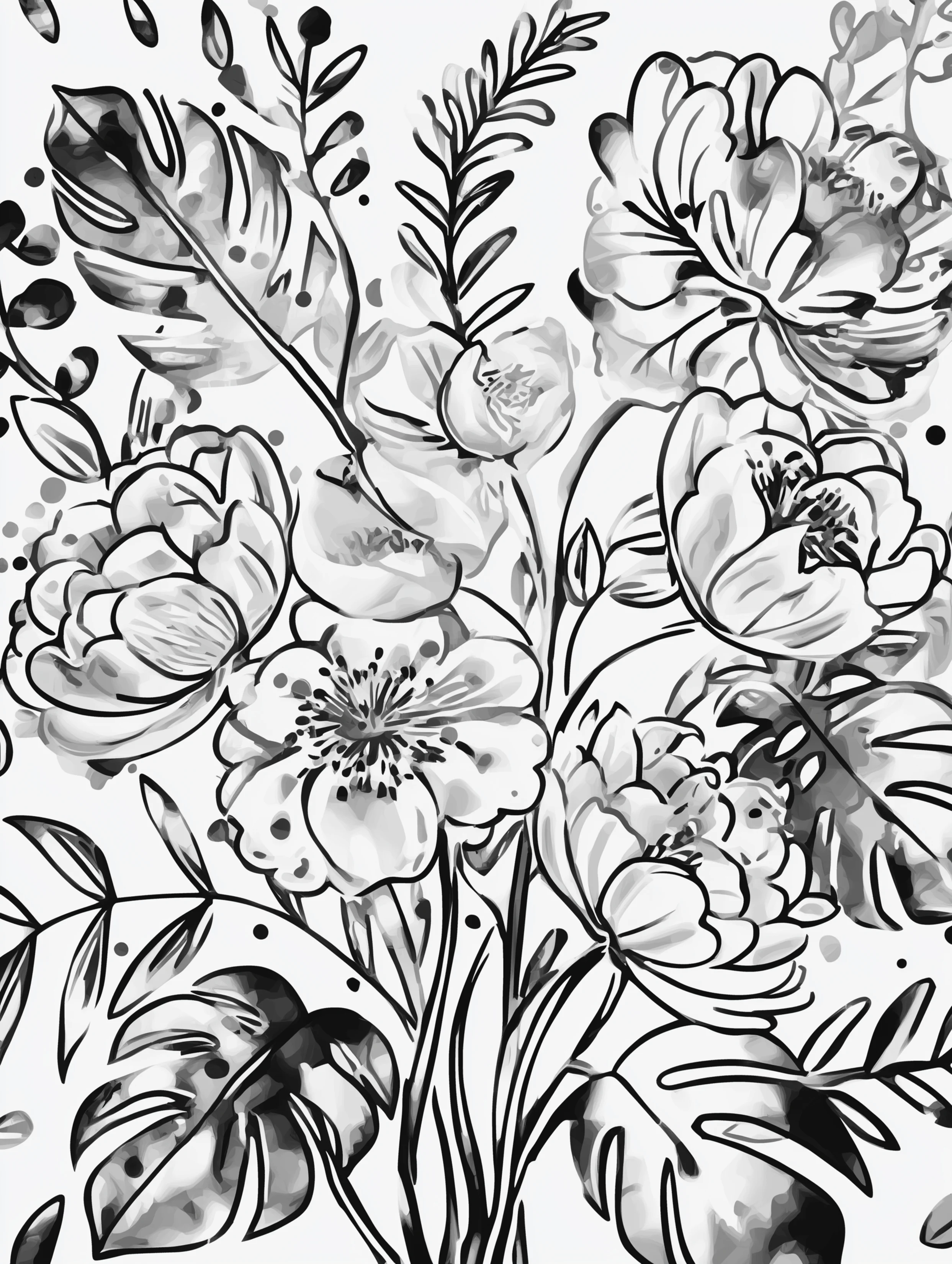 Free printable coloring page for your mom featuring a pretty floral design